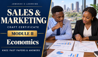 Sales and Marketing Craft Certificate Module II: Economics revision, with Kenyan business trainees reviewing market information.