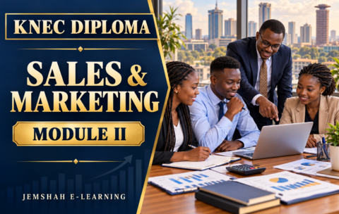 Sales and Marketing Module II — KNEC Diploma Quantitative Methods revision, with Kenyan business students analysing sales information.