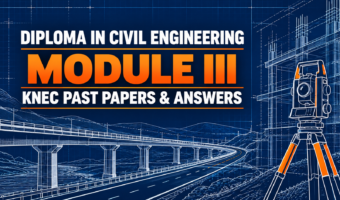 Diploma in Civil Engineering Module III course cover showing a bridge, road, and surveying instrument.