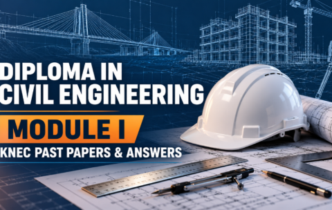 Diploma in Civil Engineering Module I course cover with technical drawing sheets and construction tools.