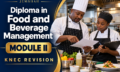 Jemshah Diploma in Food and Beverage Management Module II KNEC revision with chefs in a training kitchen