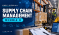 Warehouse shelves, cartons and a forklift on the Jemshah KNEC Diploma in Supply Chain Management Module II course cover.