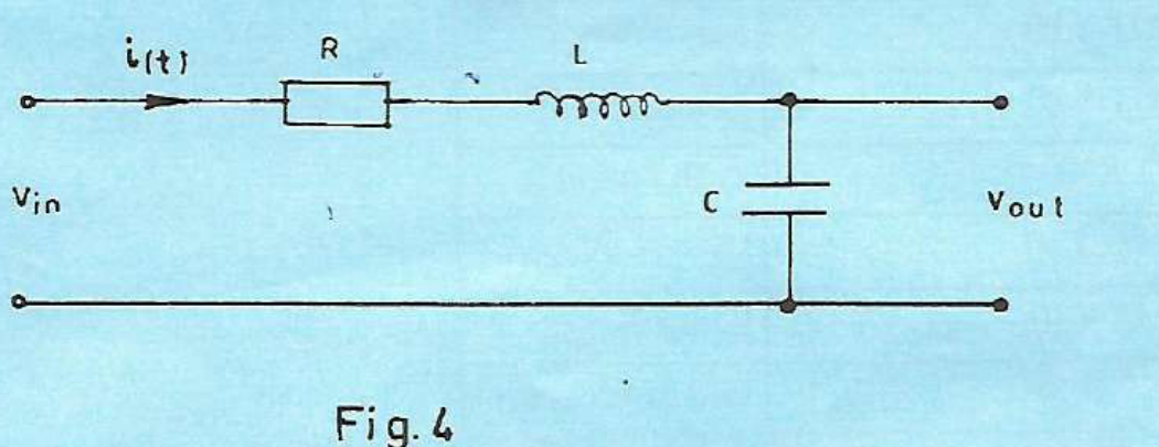 Series resistor R and inductor L feeding a shunt capacitor C, with Vout across the capacitor.