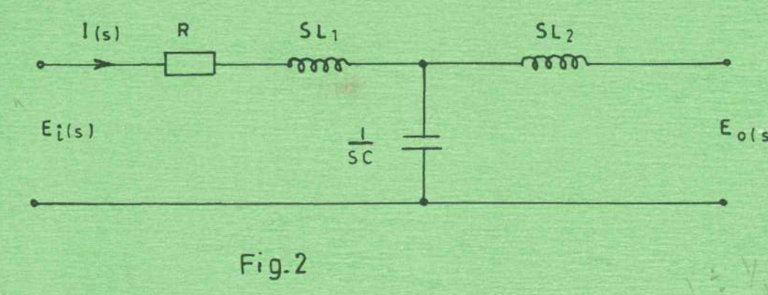 Original Figure 2: R and L₁ feed a shunt capacitor, followed by L₂ and an open output.
